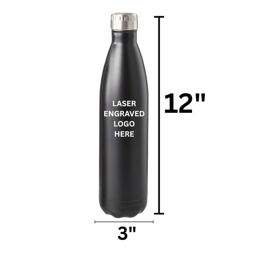 Jumbo Stainless Steel Water Bottle, 750mL - Black