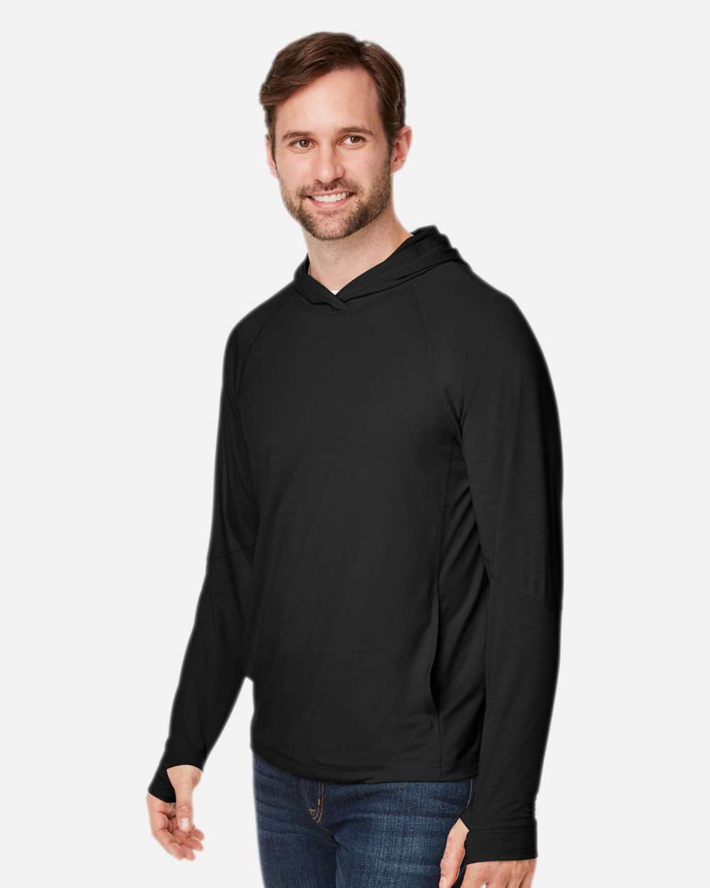 NORTH END Unisex JAQ Stretch Performance Hooded Long Sleeve T-Shirt - NE105 - EMBROIDERED