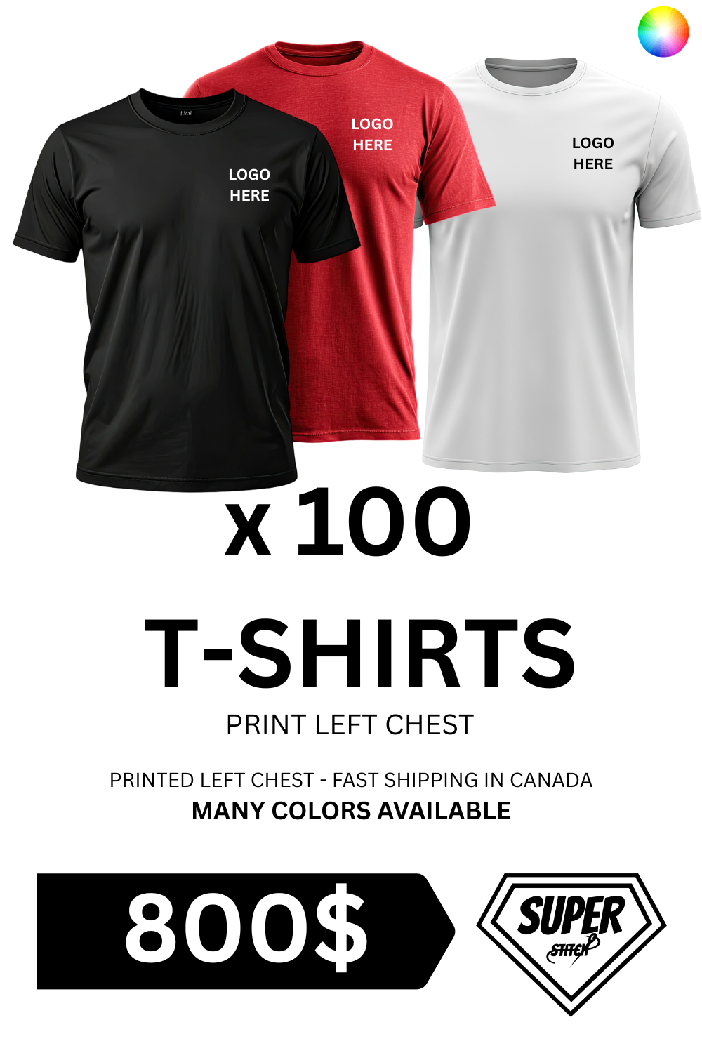 Forfait événement complet à 800 $ incluant l'impression de 100 t-shirts personnalisés | Livraison rapide au Canada