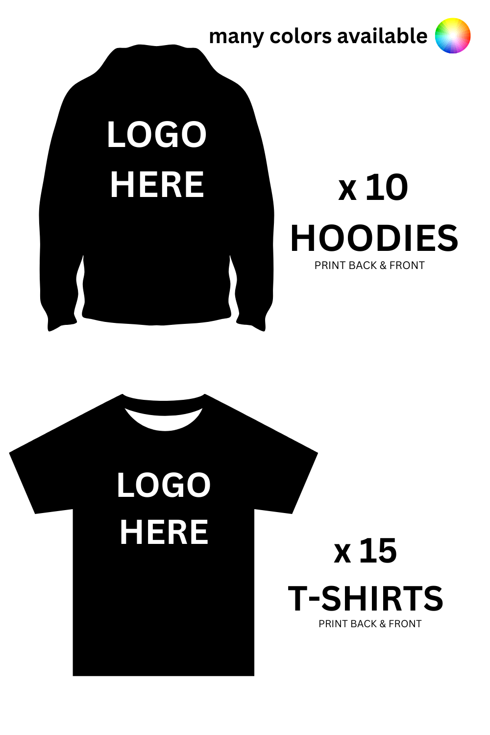 392$ for 25-Piece Custom Apparel Bundle – 10 Printed Hoodies + 15 Custom T-Shirts | Fast Shipping Canada