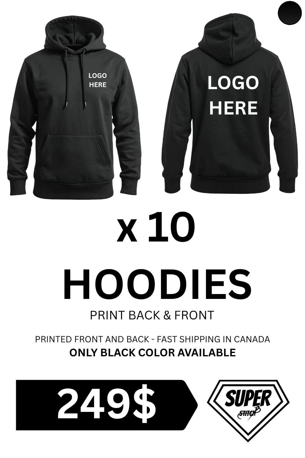 $249 - 10 Custom Hoodies Printing Deal – Bulk Personalized Hoodies | Fast Shipping Canada