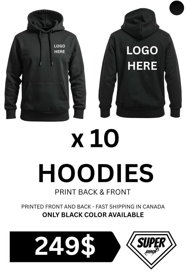249 $ - Offre spéciale impression de 10 sweats à capuche personnalisés – Sweats à capuche personnalisés en gros | Livraison rapide au Canada