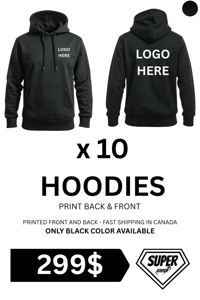 249 $ - Offre spéciale impression de 10 sweats à capuche personnalisés – Sweats à capuche personnalisés en gros | Livraison rapide au Canada