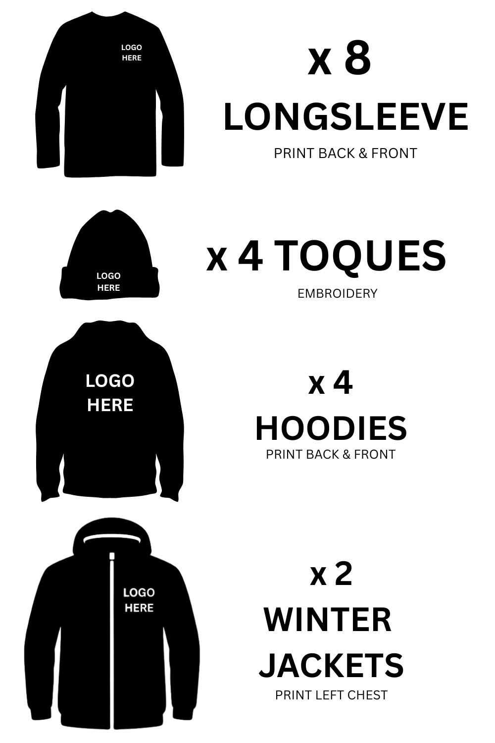 Offre Hiver Équipe – Tuques, Manches Longues, Hoodies, Manteaux Personnalisés 499 $