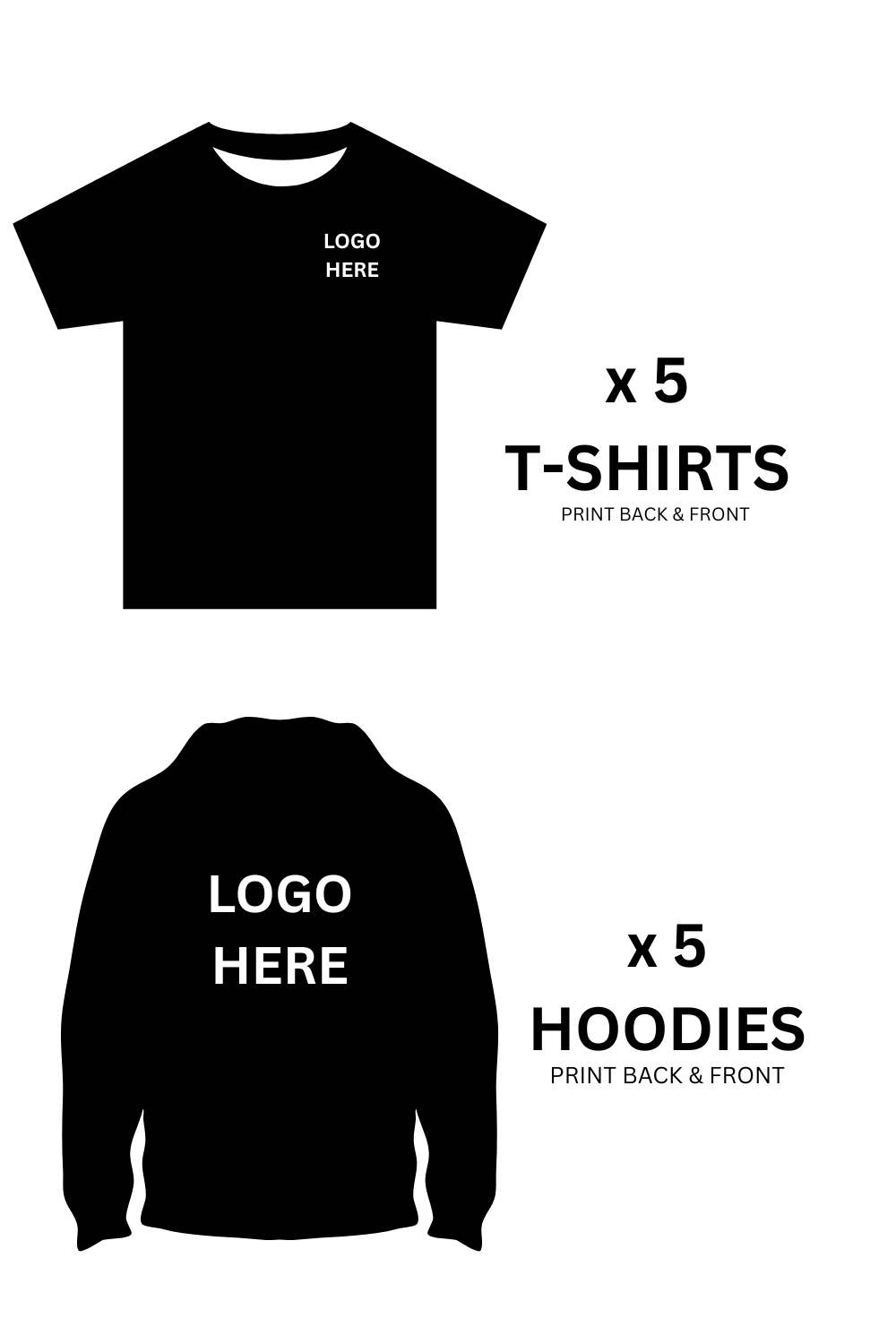 5 T-Shirts  5 Hoodies 199$