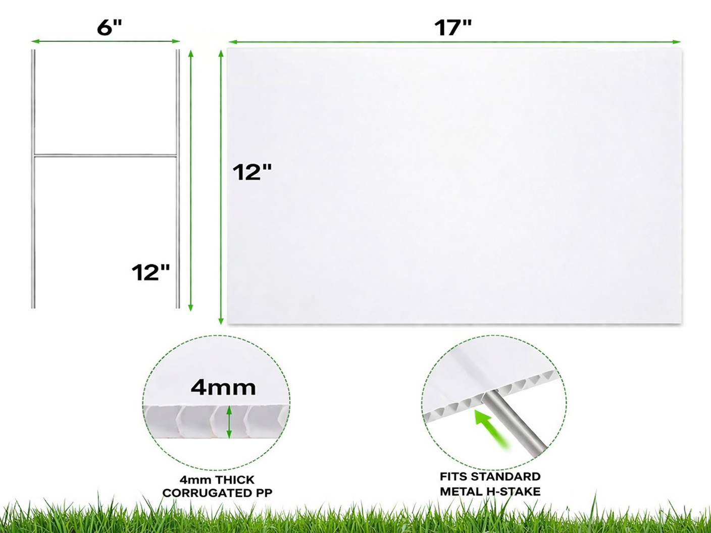 10 pancartes de pelouse personnalisées double face - Piquets métalliques inclus | Livraison rapide partout au Canada
