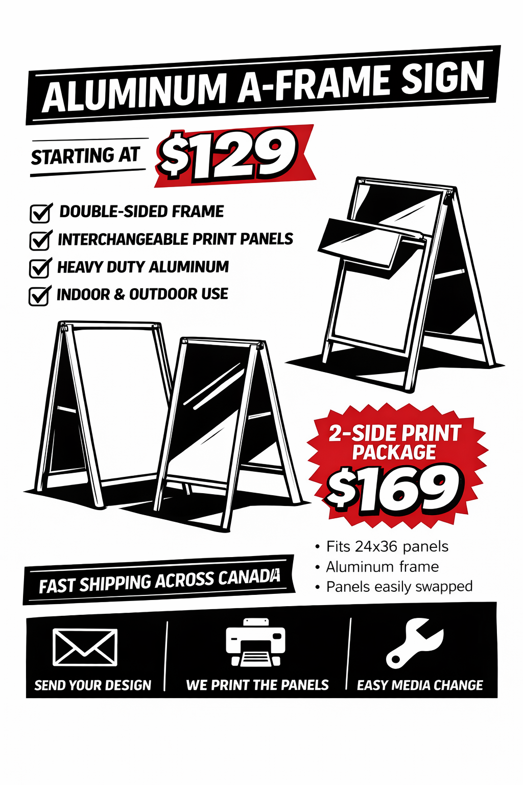 Floor Signs & Sidewalk Frames - A frames for your Business starting at 129$ - Shipping everywhere in Canada