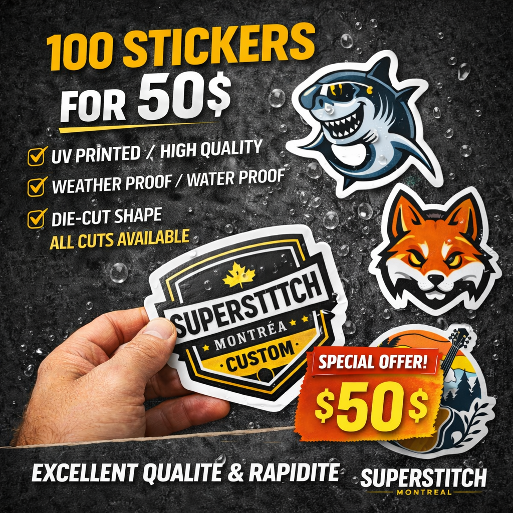 100 Custom Stickers — Premium Glossy Vinyl