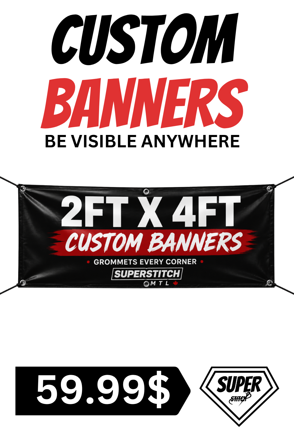 2ft x 4ft Custom Vinyl Banner – 13oz Outdoor & Indoor Banner with Grommets