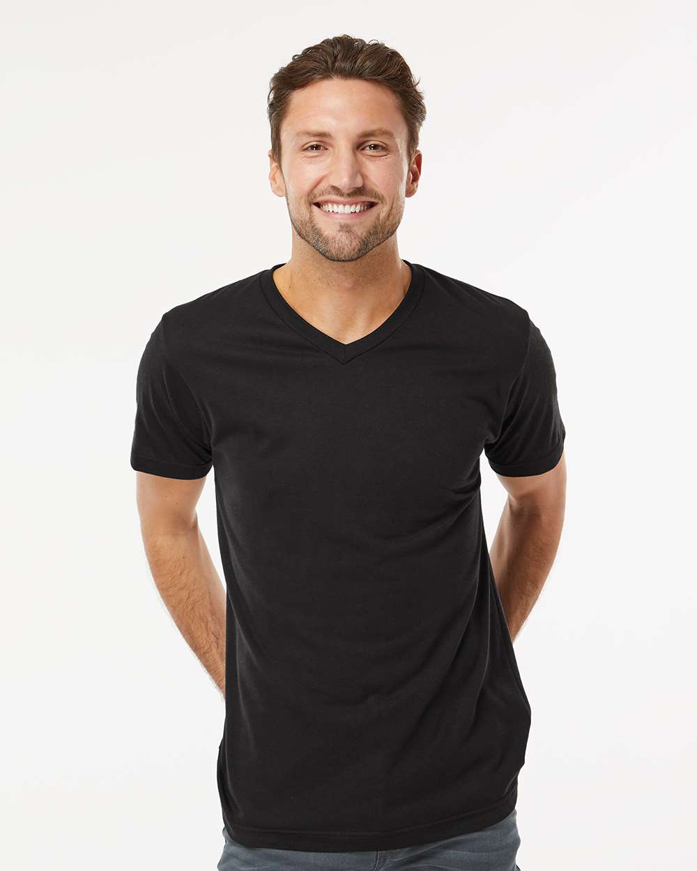M&O - Deluxe Blend V-Neck T-Shirt - 3543 - PRINTED