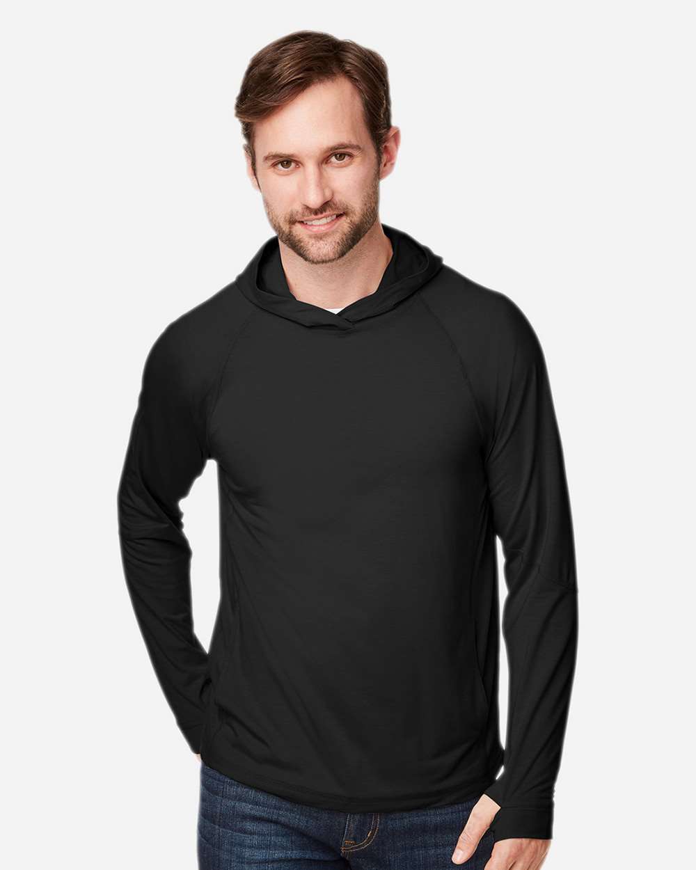 NORTH END Unisex JAQ Stretch Performance Hooded Long Sleeve T-Shirt - NE105 - PRINTED