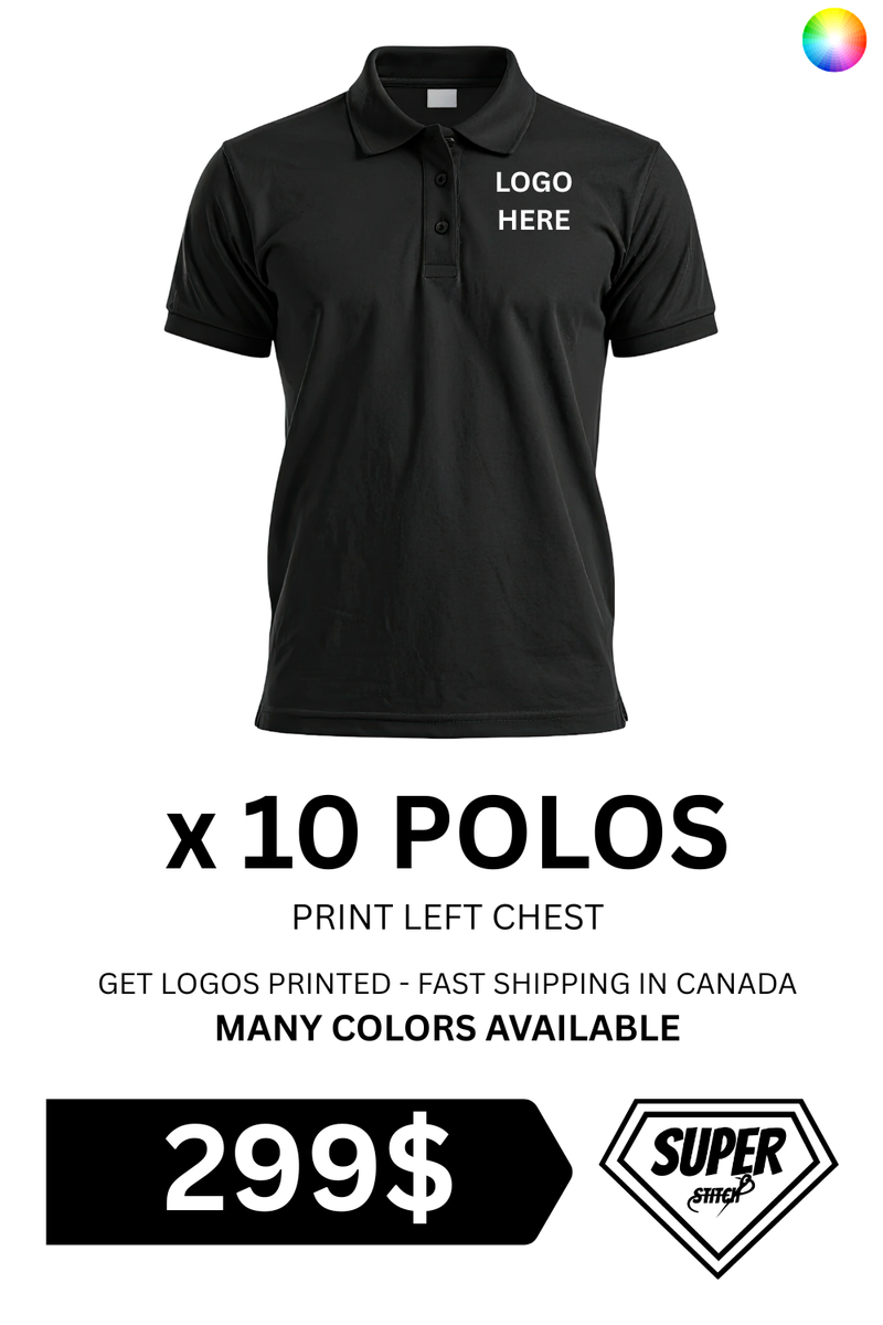 299$ — Lot de 10 Polos Dry-Fit Personnalisés | Style Soigné, Look Professionnel