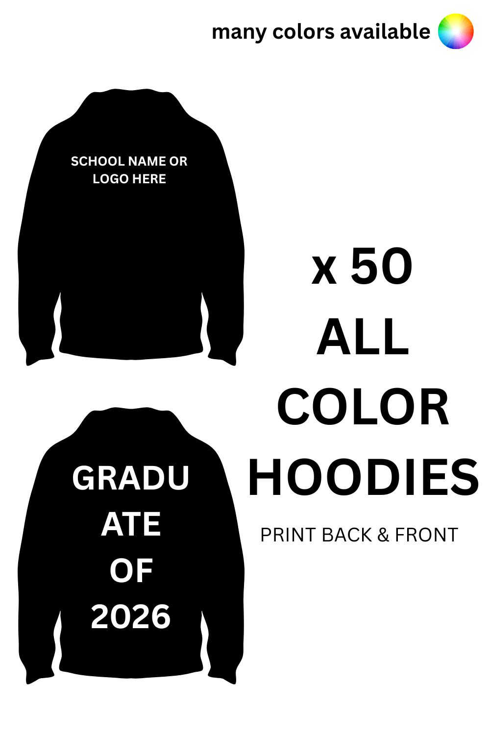 1250$ for Complete School Graduation Custom Printed Hoodie Package –  Fast Shipping Canada