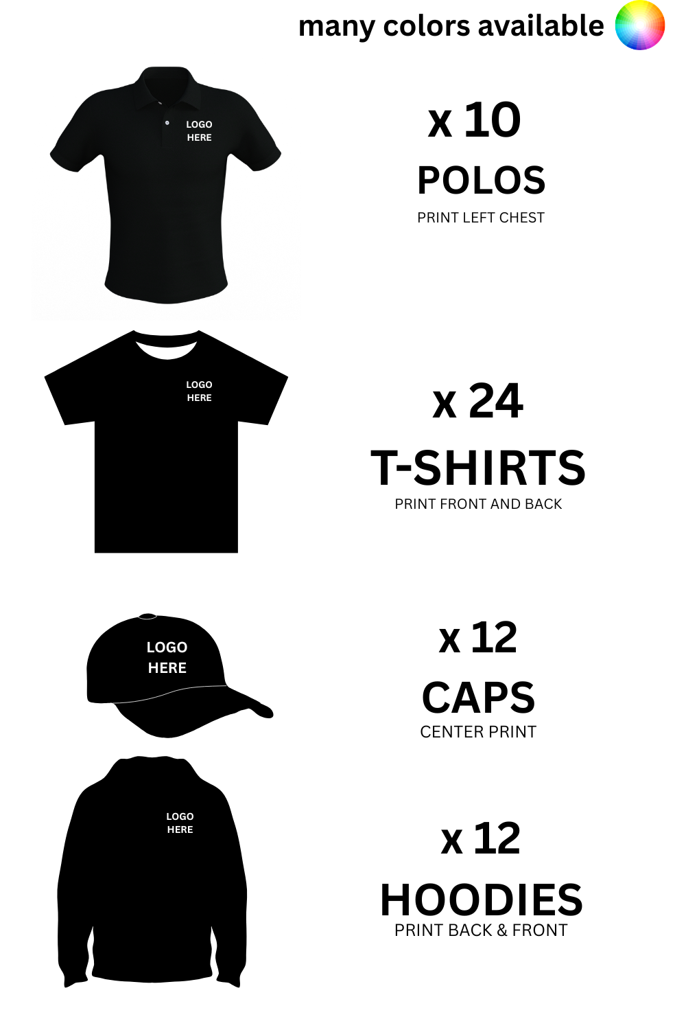 899 $ – Forfait Entreprise Tout-en-Un – Offre d’impression de vêtements en gros | Livraison rapide au Canada