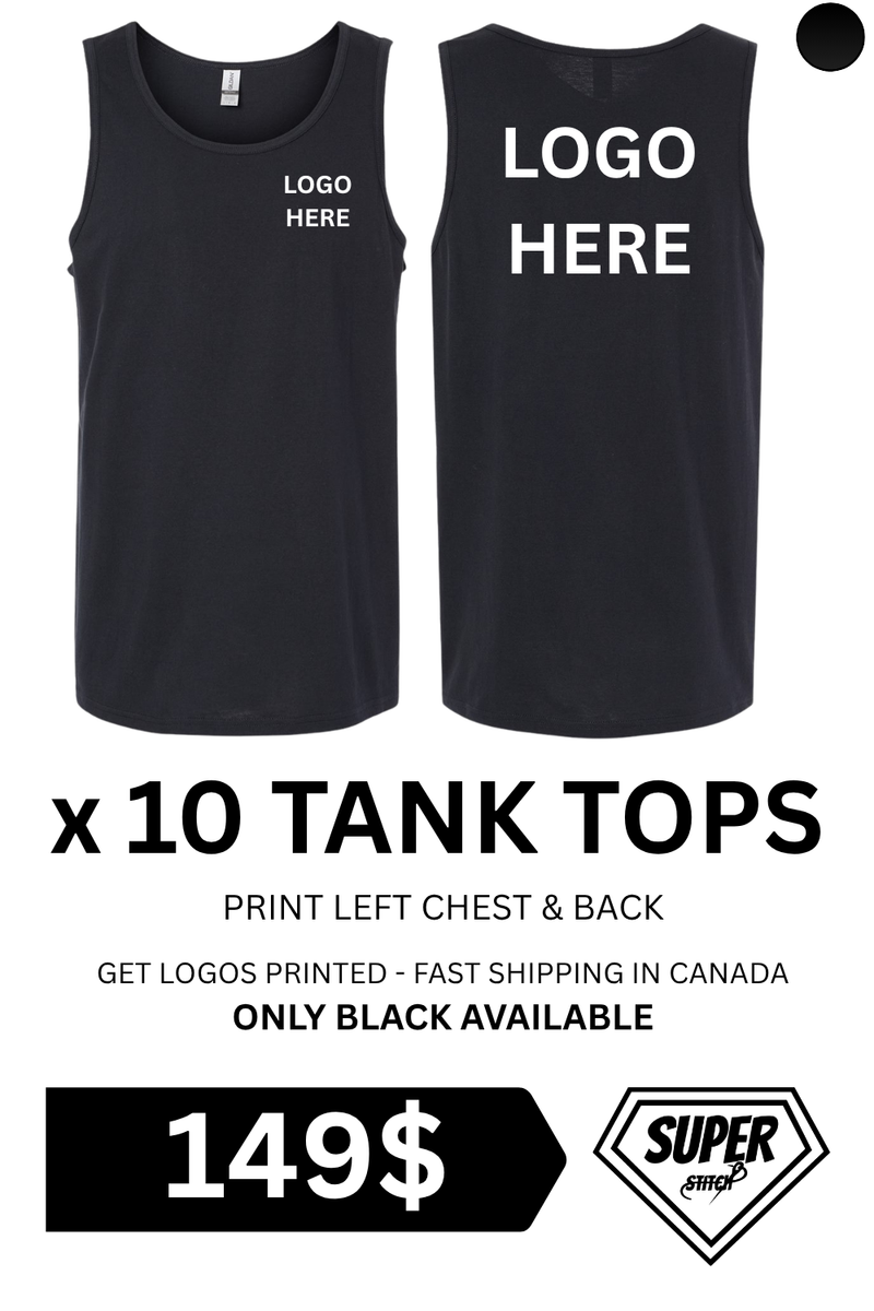 149$ Pack de 10 Camisoles personnalisées - Impression rapide & Qualité